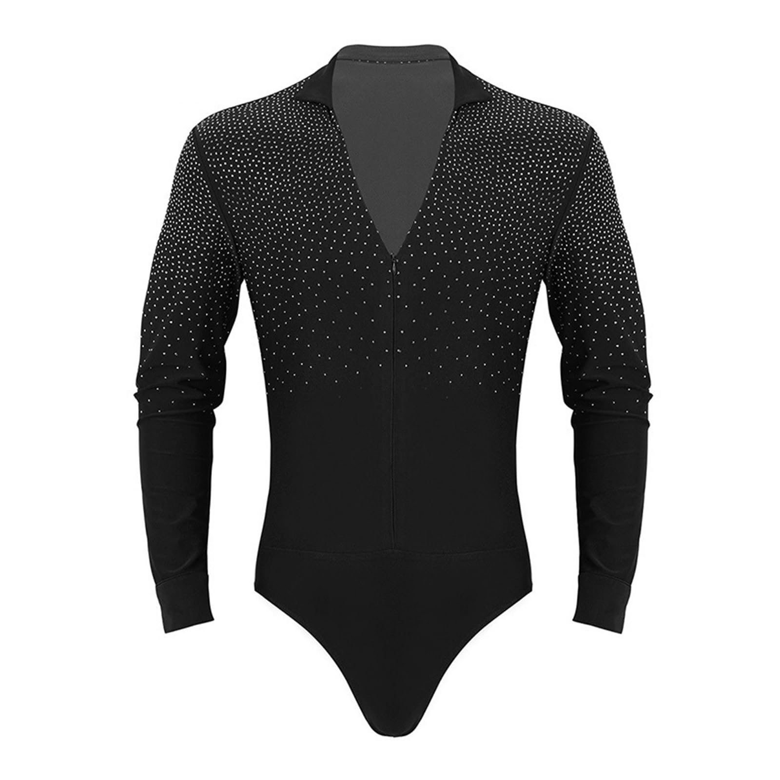 Vestiti da Ballo Latino Camicia da ballo da uomo con scollo a V Camicia da ballo da uomo con scollo a V Abiti da ballo latino da ballo Competizione professionale Abbigliamento da ballo(Black,L)