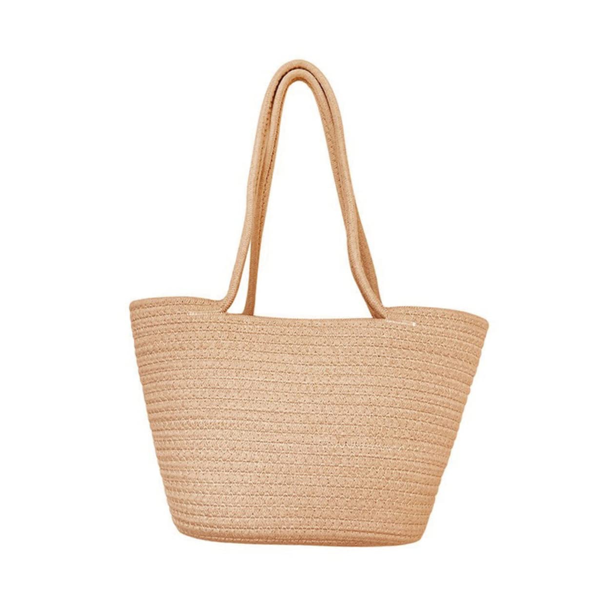 Vaguelly 1Pc Hand Woven Flower Storage Basket Khaki Decorative Bag for Home Decor Portable Multi Functional Weave Tote for Flowers Magazines Essentials