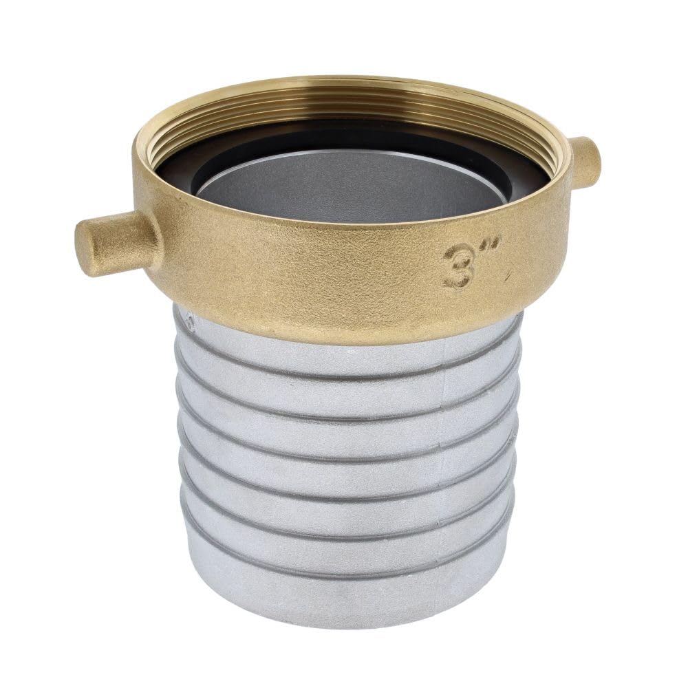 3"" BSP Female Aluminium w/ Brass Nut Pump Coupling / Hose Tail & Leather Washer