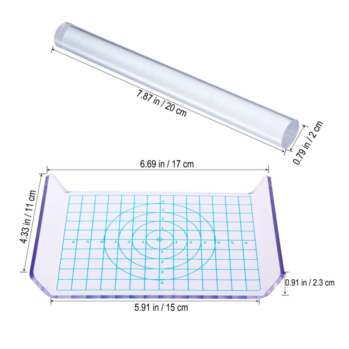 Artibetter 2pcs Clay Tool Set Includes Acrylic Roller Pin Acrylic Sheet Board with Grid Polymer Clay Shaping Tool for Pottery Clay DIY Making and Crafts (17x11cm) - Image 2