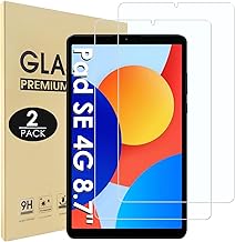 Hianjoo 2 Pack Xiaomi Redmi Pad SE 8.7 4G Compatible Film Tempered Glass for Xiaomi Redmi Pad SE 8.7 Compatible Glass Film LCD Screen Protector Tablet 8.7 Inch Protective Film [9H Hardness,