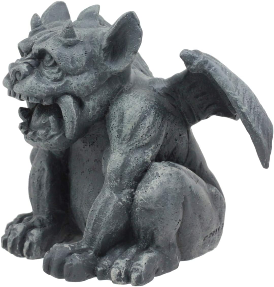 Ebros Gothic Fido The Fat Sabre Tooth Tiger Gargoyle Figurine Small Mythical Fantasy Decor Statue 3.5" Tall As Talisman of Protection Fairy Garden Accessory DIY Renaissance Or Medieval Collectible