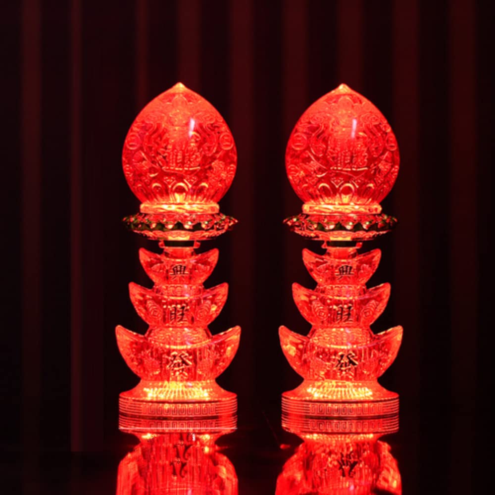 XIALON 1 Pair 23cmGod of Wealth Lamp Electric Candlestick Supply Buddha Led Light Eternal Candle Lamp Smokeless