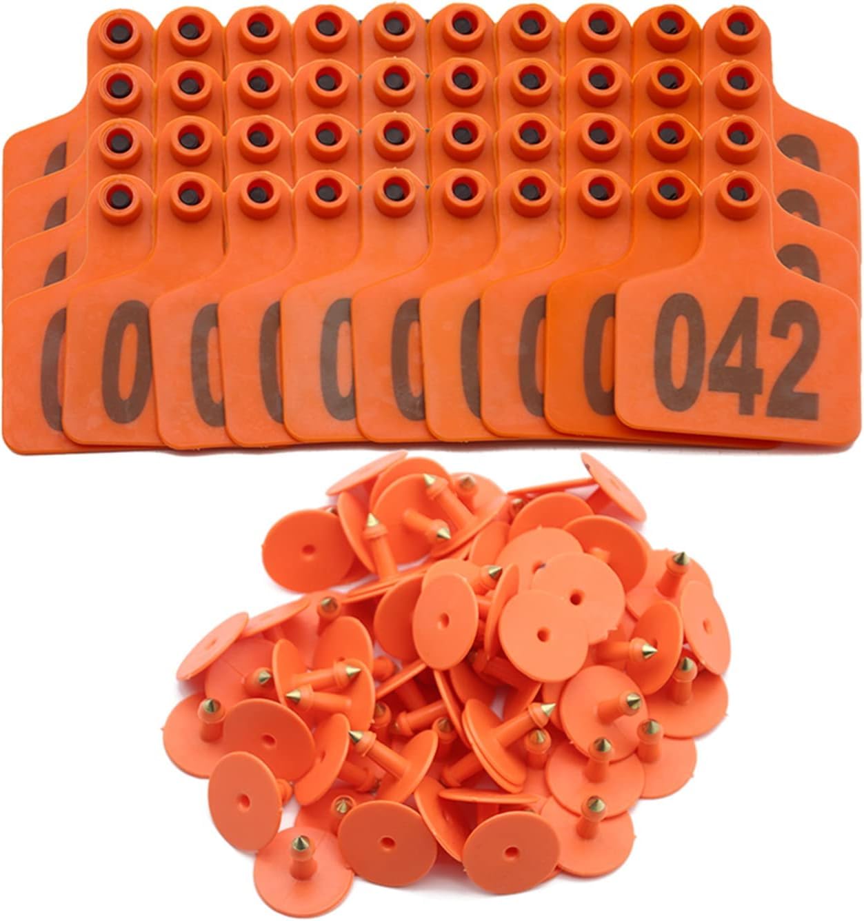 kolczyki dla bydła, 100 szt. kolczyków dla świń identyfikatory plastikowe kolczyki zwierząt loch kóz owiec bydła krów 301-400(Orange,201 300)