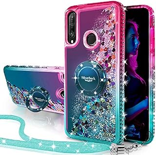 Miss Arts Compatible with Huawei P30 Lite /P30 Lite New Edition Case, [Silverback] Moving Liquid Holographic Glitter Case With Kickstand, Girls Bling Ring Slim Cover for Huawei P30 Lite -Green
