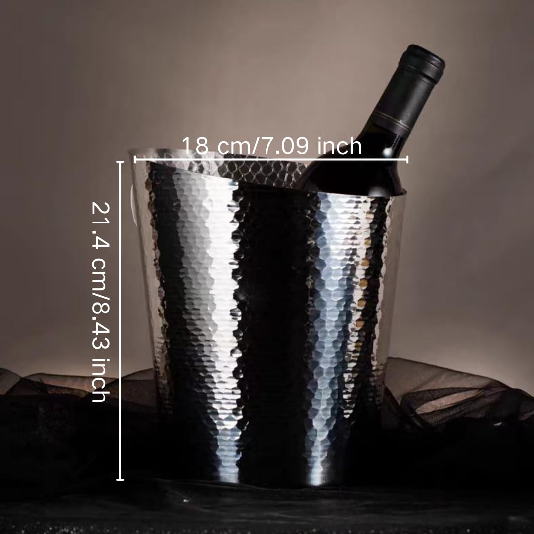 Cubeta de hielo Cubo de acero inoxidable, cubos de hielo for fiestas, cubo de hielo comercial con aislamiento térmico de doble capa for KTV, champán, vino tinto, cerveza, hielo en grano(Gold)