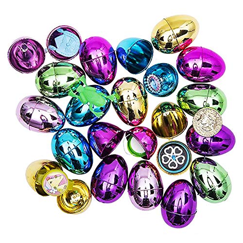 Image of The Dreidel Company Prefilled Easter Eggs (10-Pack) with Assorted Toys - Colorful Bright Plastic Easter Eggs, Perfect for Easter Egg Hunt, Surprise Egg, Easter Hunt, 2 inch Assorted Toys