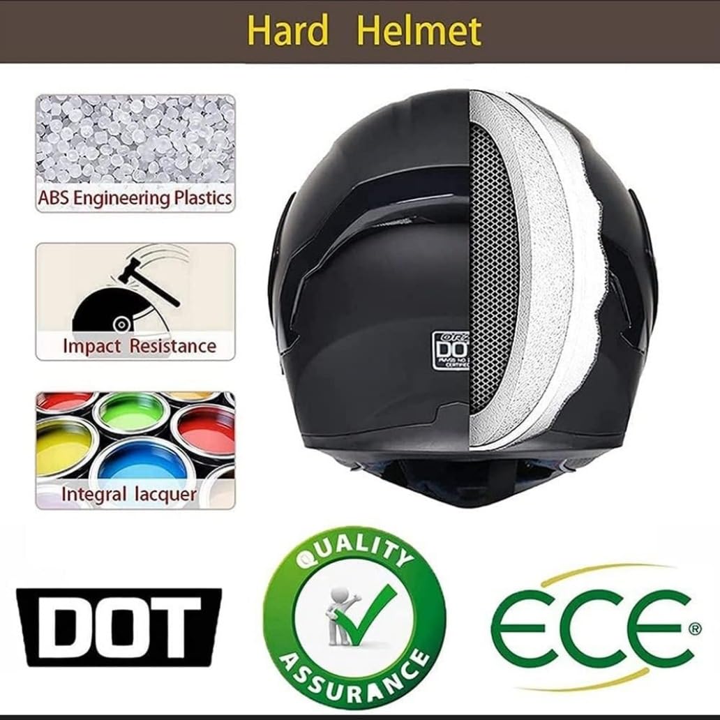 Bluetooth Casco Modulare per Moto, Casco da Moto a Doppia Visiera Integrati Omologato DOT/ECE