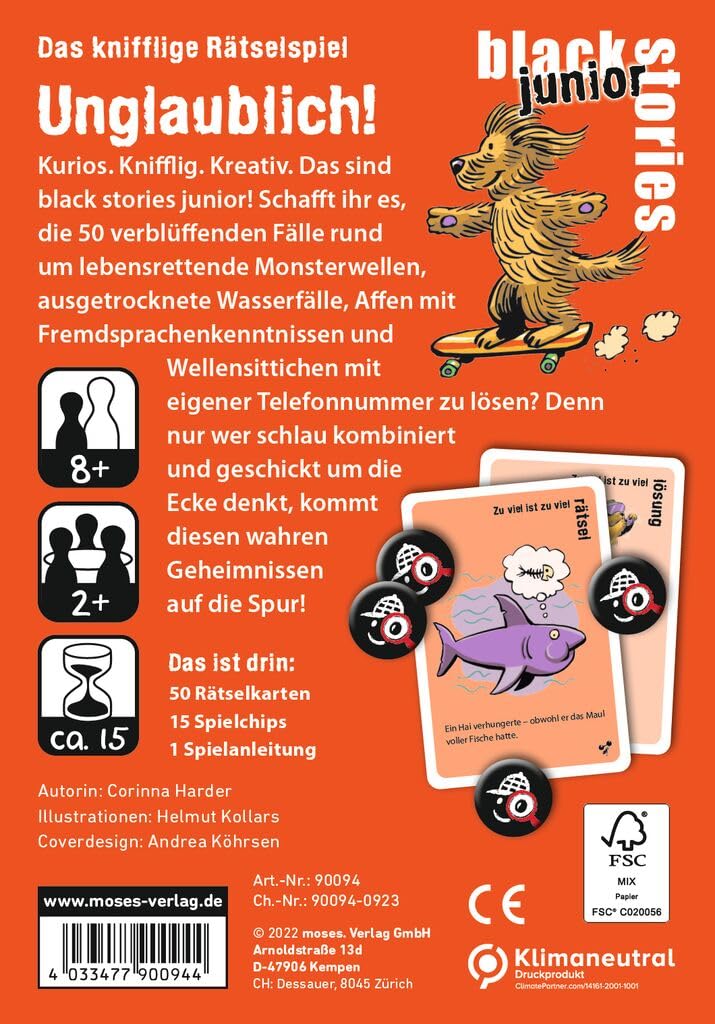 Black Stories Junior - 50 Casi Misteriosi Per Bambini Dagli 8 Anni | Gioco Da Viaggio In Scatola