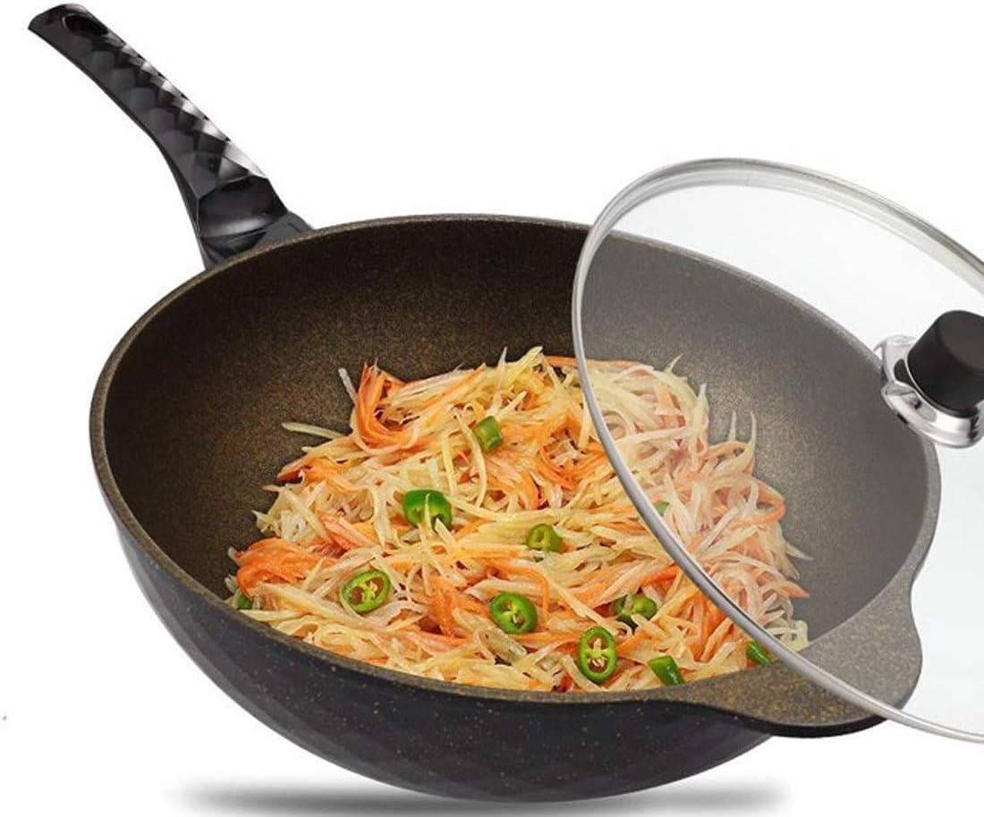 Household with Lid Non-Stick Wok Induction Cooker Gas Stove Universal Household