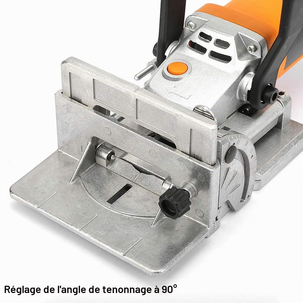 Fraiseuse à Lamelles 760W 11600rpm, Réglage de Angle 0~90°, Kit d'Affleureuse à Bois Défonceuse Électrique, Menuisier Électrique en Bois de Biscuit (EU Plug 220V)