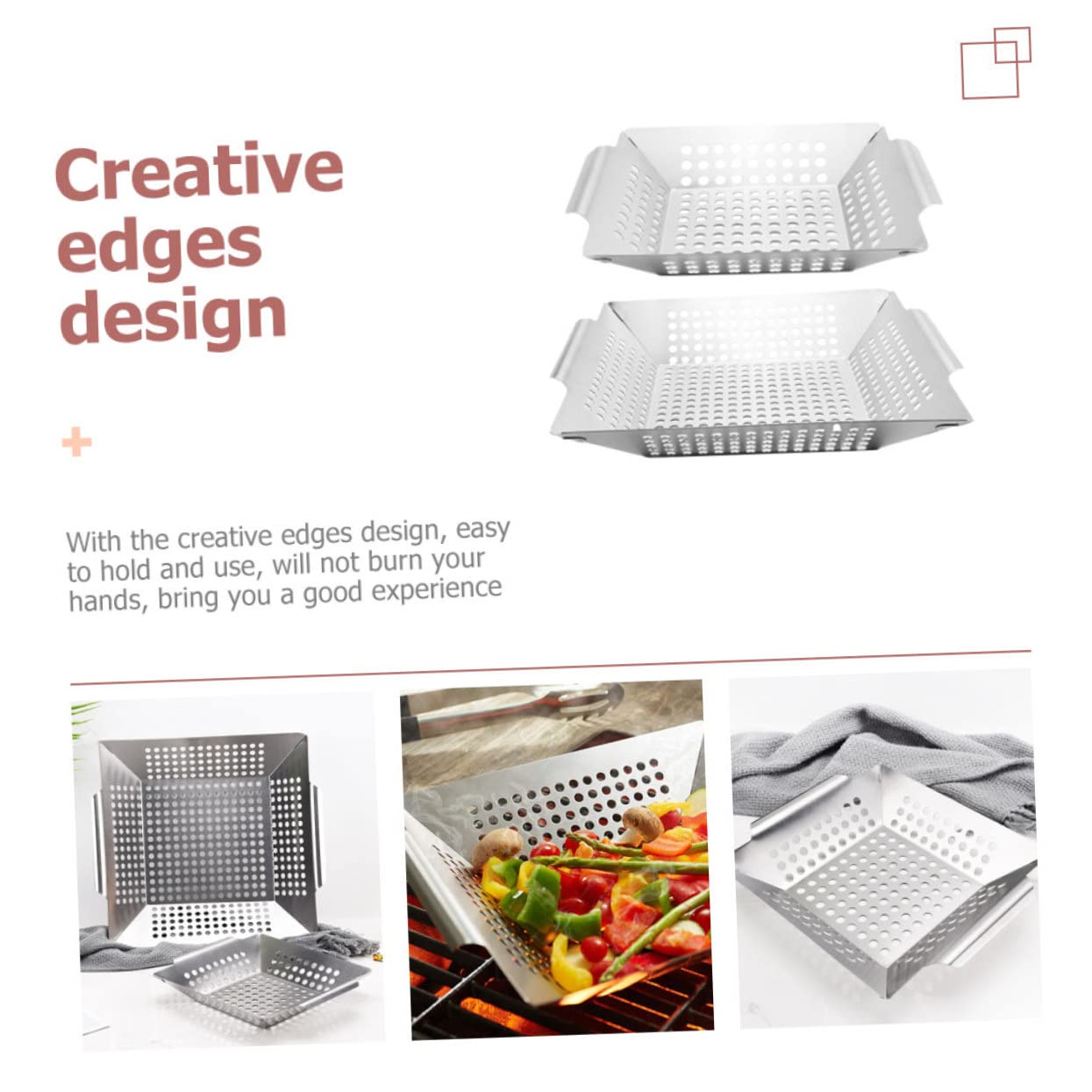 2 Pezzi Barbecue Inossidabile per Verdure e Grigliate per Picnic e Strumento Portatile per Ristoranti