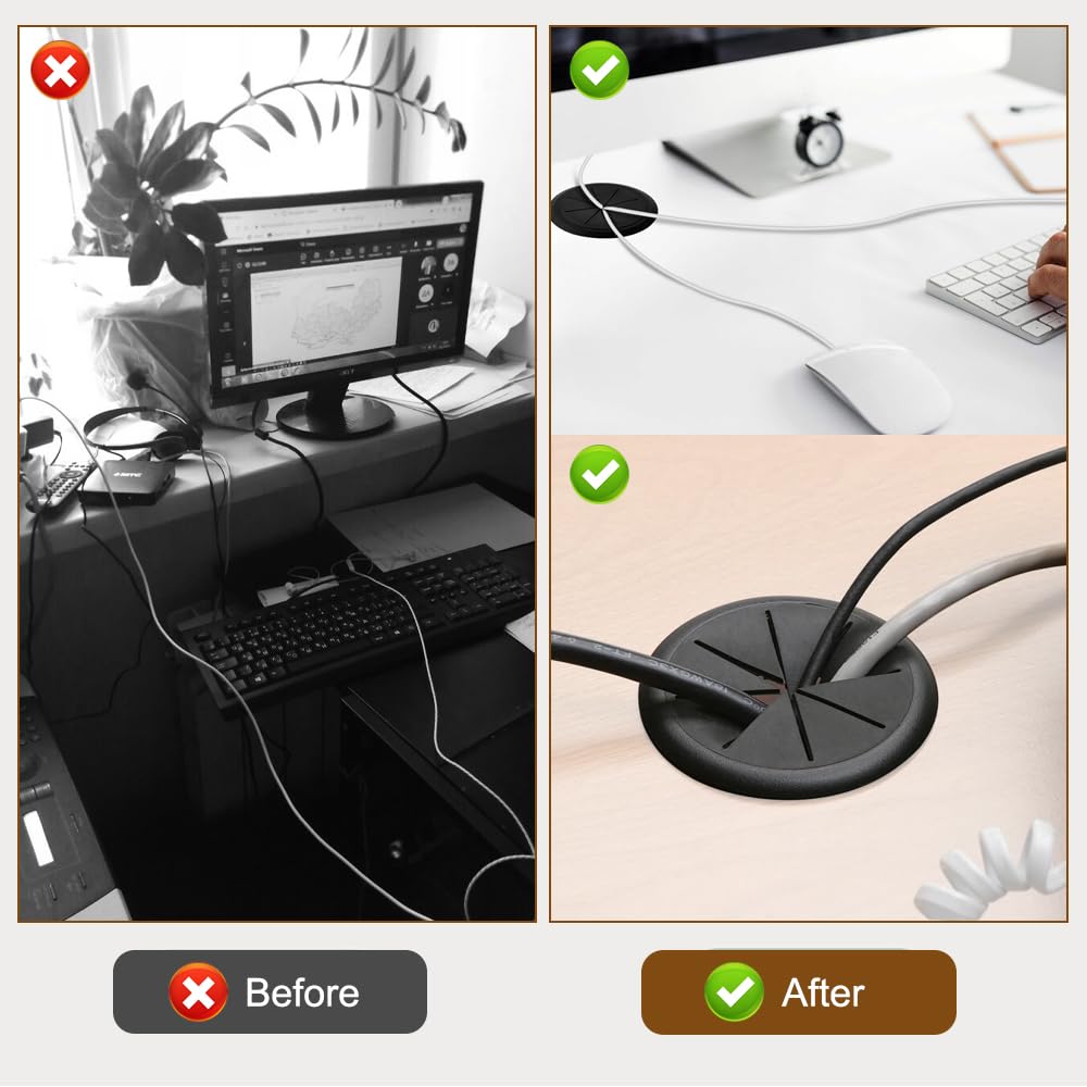4 stuks kabeldoorvoeren van kunststof, 60 cm flexibele kabeldoorvoer, kabeldoorvoer voor bureau, bureau kabeldoorvoer, kabeldoorlaat voor bureau, voor bureau computertafel