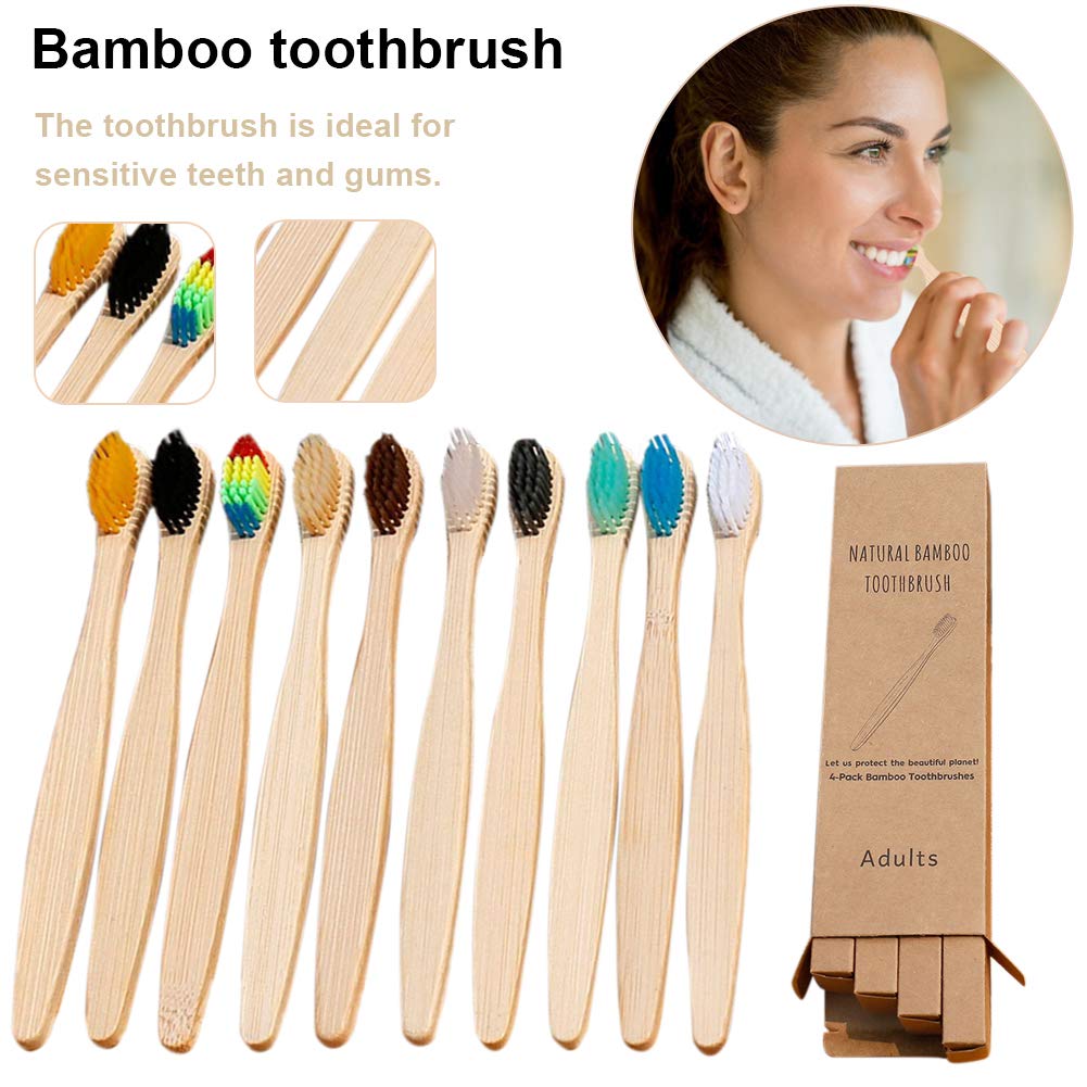 50 PCS Bambusowe szczoteczki do zębów z miękkim włosiem, Szczoteczki do zębów wolne od BPA, Ekologiczny zestaw naturalnych bambusowych szczoteczek do zębów, Biodegradowalne i kompostowalne