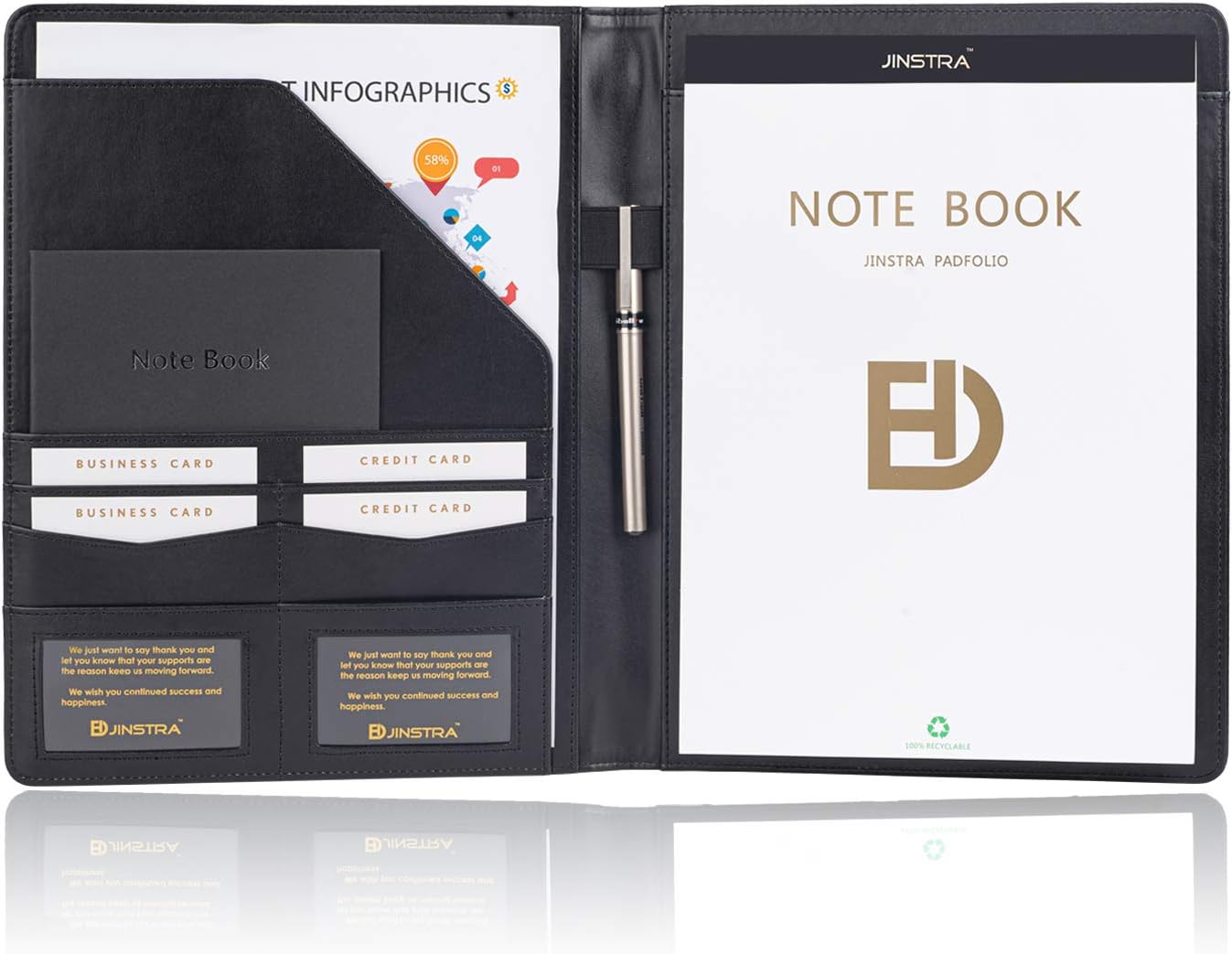 Padfolio Portfolio Leather Folder by Jinstra Professional