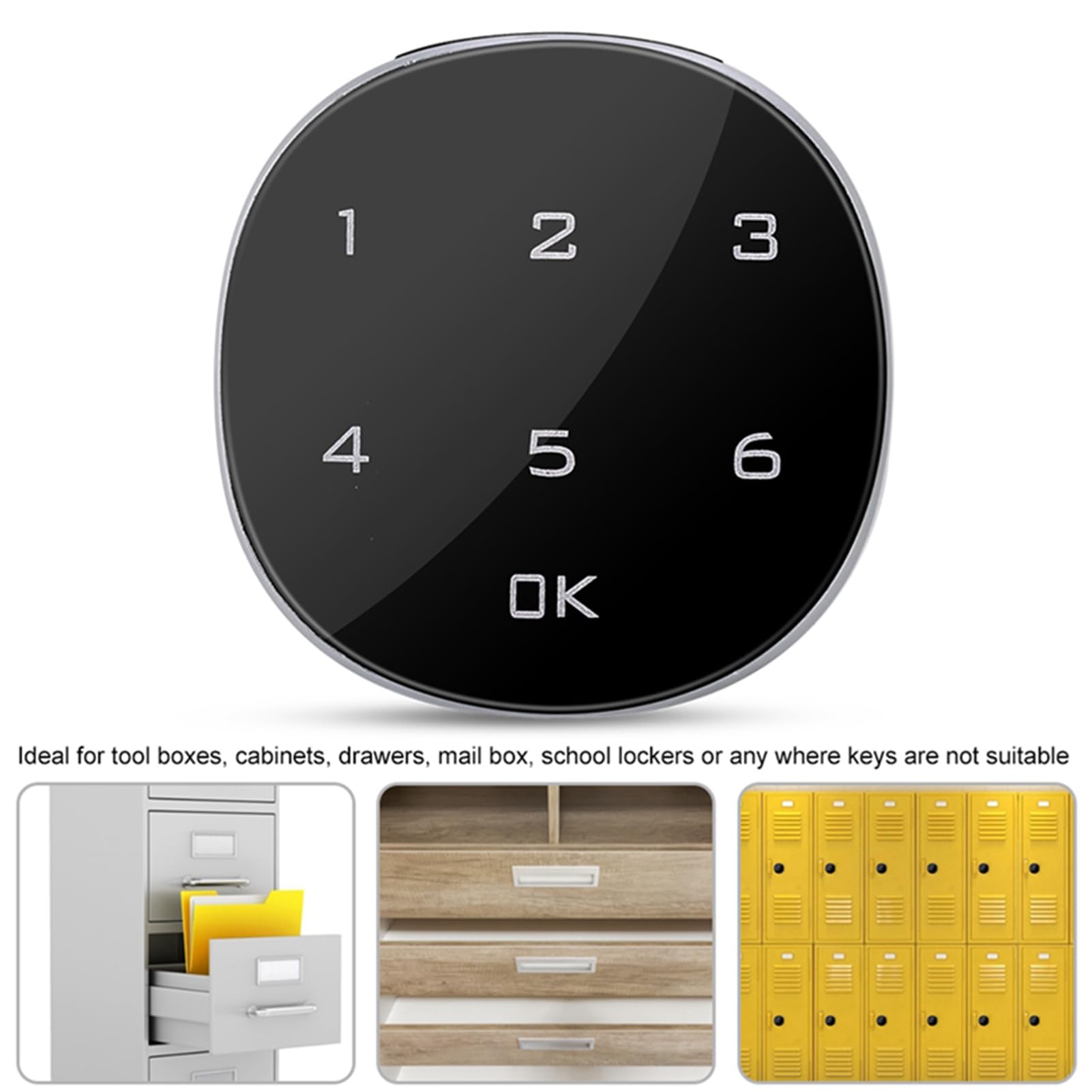 Verrou sécurisé à écran Tactile en Alliage de Zinc avec Combinaison de 4 à 15 Chiffres pour Armoire, Boîte aux Lettres, Dossiers, Sauna, Tiroir, Installation Facile pour Portes de 25 Mm