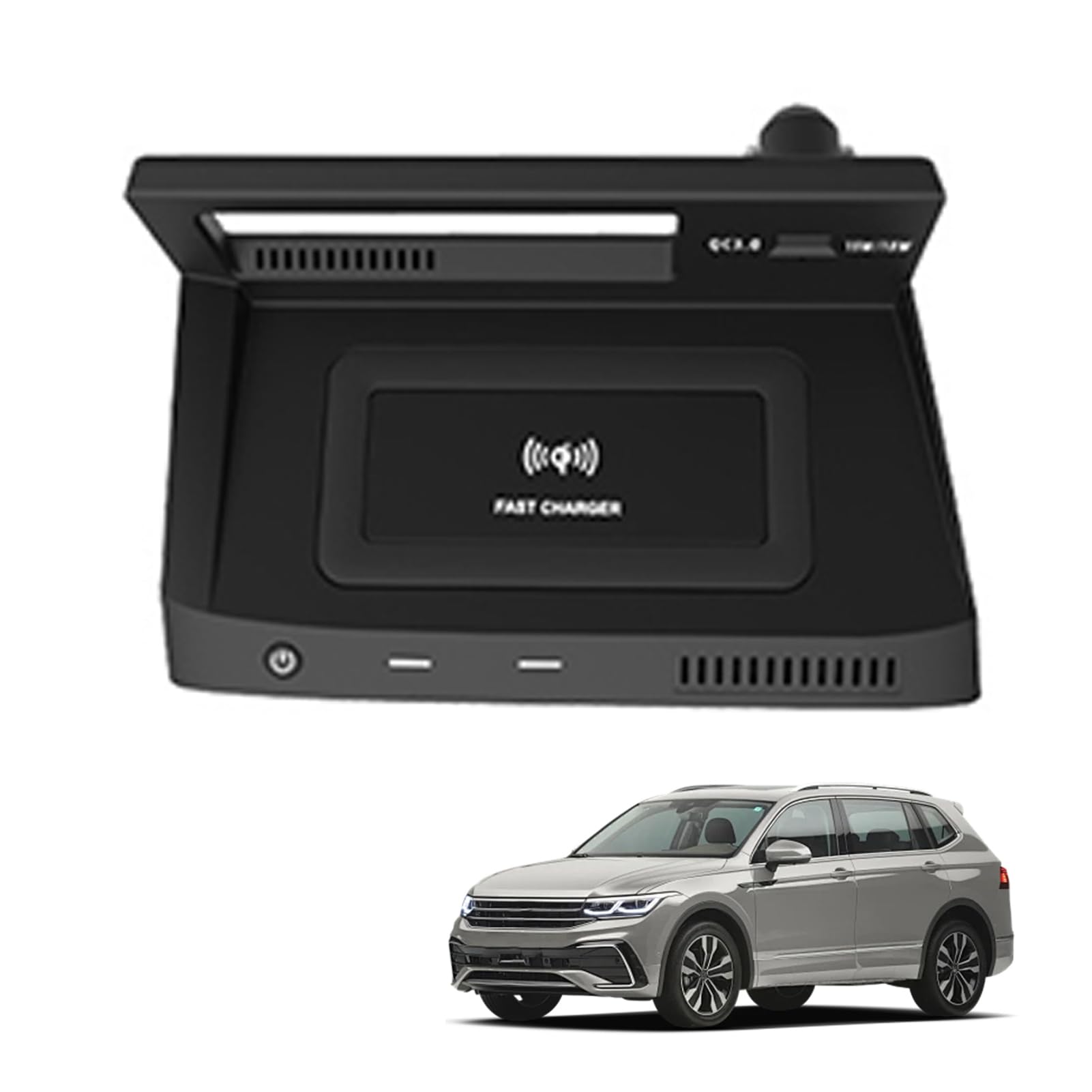 Cargador Inalámbrico Coche para Volkswagen Tiguan eHybrid 2019 2020 2021,15W Qi Carga Rápida Auto Teléfono Cargador,Cargadores De Móvil por Inducción,Consola Central Cargador Accesorios