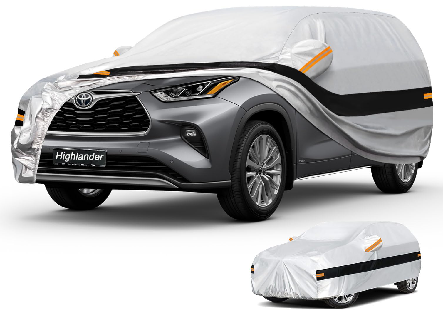 10 Layers SUV Car Cover Custom Fit for Toyota Highlander (2013-2024) Waterproof All Weather for Automobiles, Outdoor Full Cover Rain Sun UV Protection.Silver
