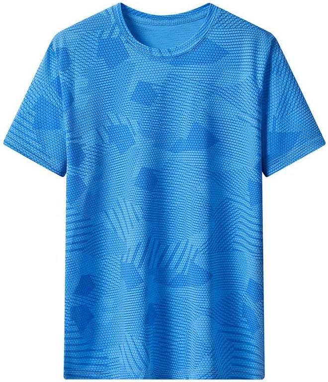 Men's Breathable Outdoor Sports Short Sleeves Wicking Loose-fit Half Tops Fashion Polyester Round Neck Vest