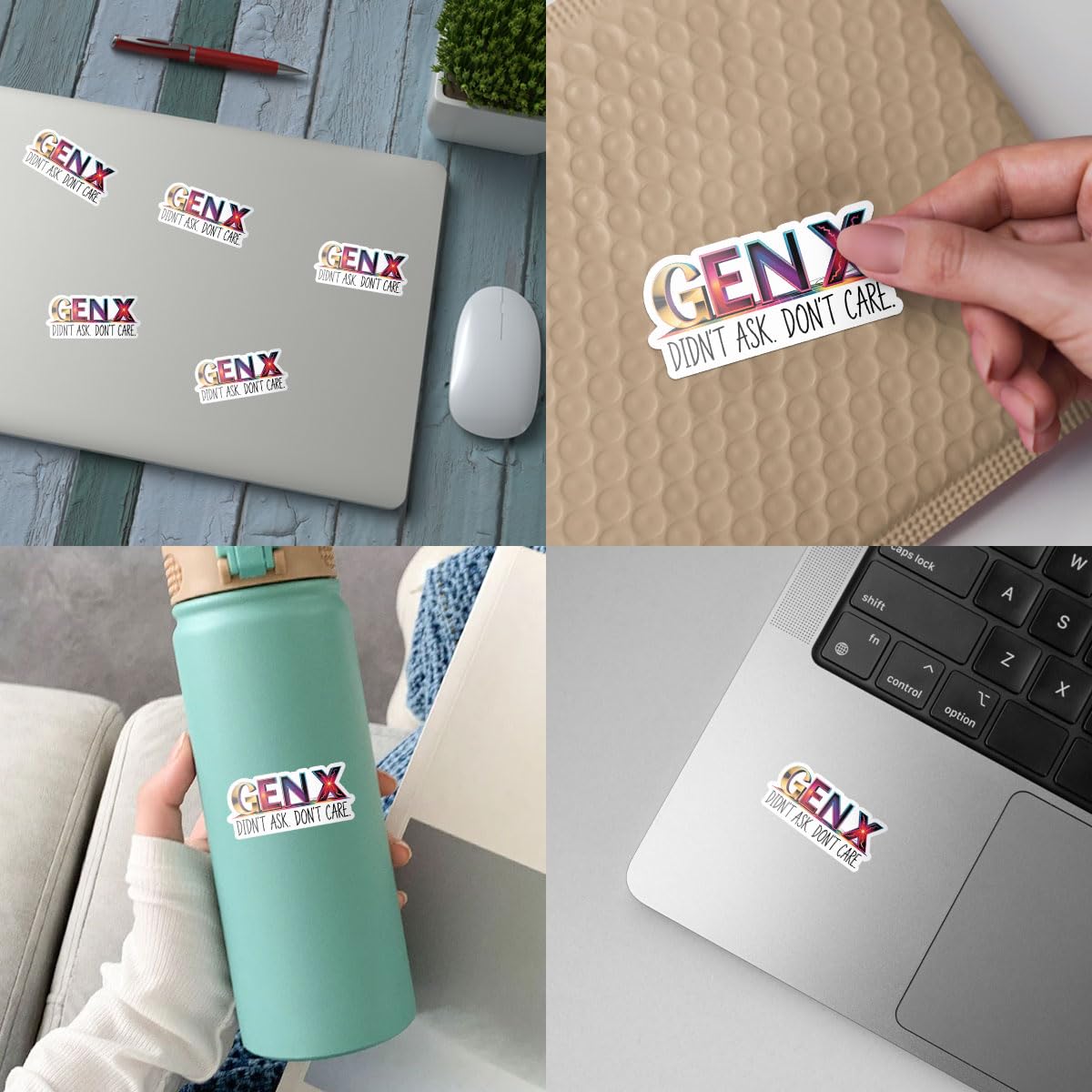 3Pcs Gen X Didn't Ask Don't Care Sticker Divertente Retro Generation X Sticker Regalo per Anno di nascita 1965-1980 Adesivi Gen X Anno 80s Orgoglioso Gen X Member Spirit Decal per laptop Bottiglia