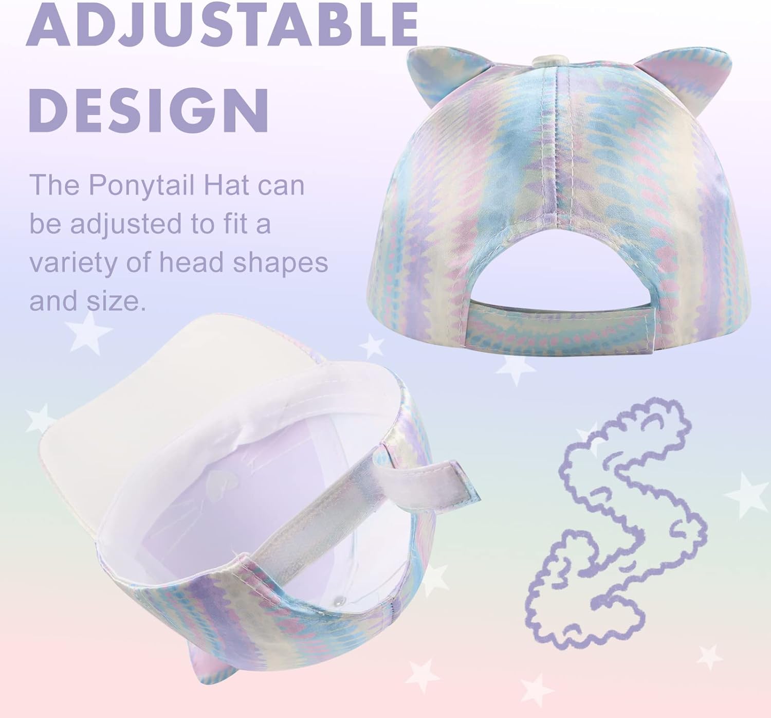 Girls Baseball Cap Kids Cute Sun Hat Adjustable Trucker Hats Toddler Rainbow Floral Ponytail Caps Spring Summer - Image 5