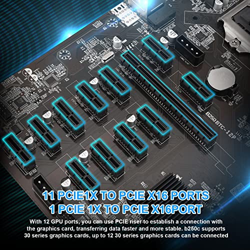 Biteo B250 Mining Motherboard Boot Up Mining Support 30/20/10 Series Gpu 12 Pcie X1 To Pcie X16 With Cpu Msata Ddr4 Vga Dvi-I For Btc/Eth/Zec/Etc #TOP1