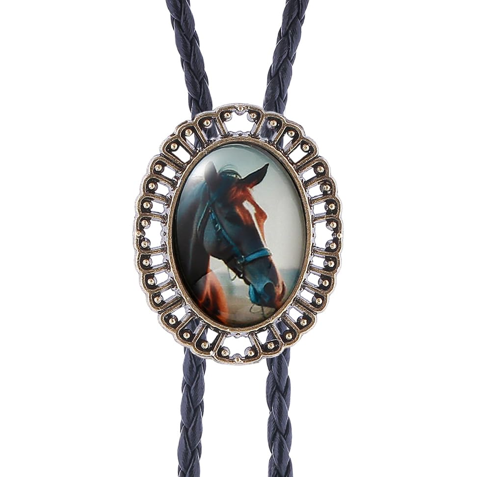 Image of Jeilwiy Bolo Tie for Men Western Cowboy Gothic Bolo Tie Necklace Halloween