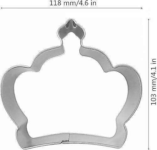 Miniatura 10 de Cortador de galletas en forma de corona de gran tamaño, cortador de galletas de acero inoxidable para reinareypríncipeprincesa, 4.4 pulgadas (modelo