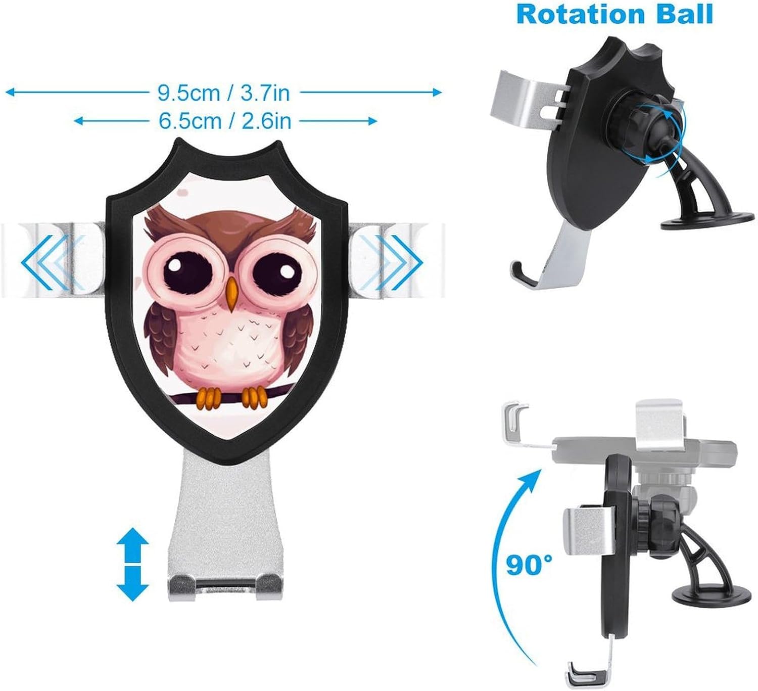 Portable Car Phone Holder Mount with Suction, Ventilation Clip image 2