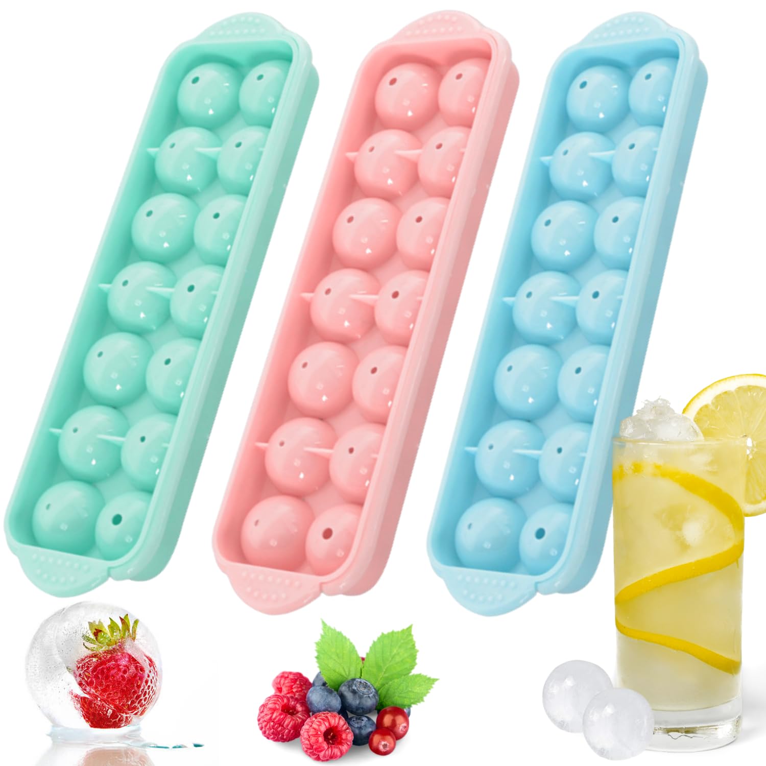 Lot De 1 Bac à Glaçons Rond Sans BPA Avec Couvercle Et Pince