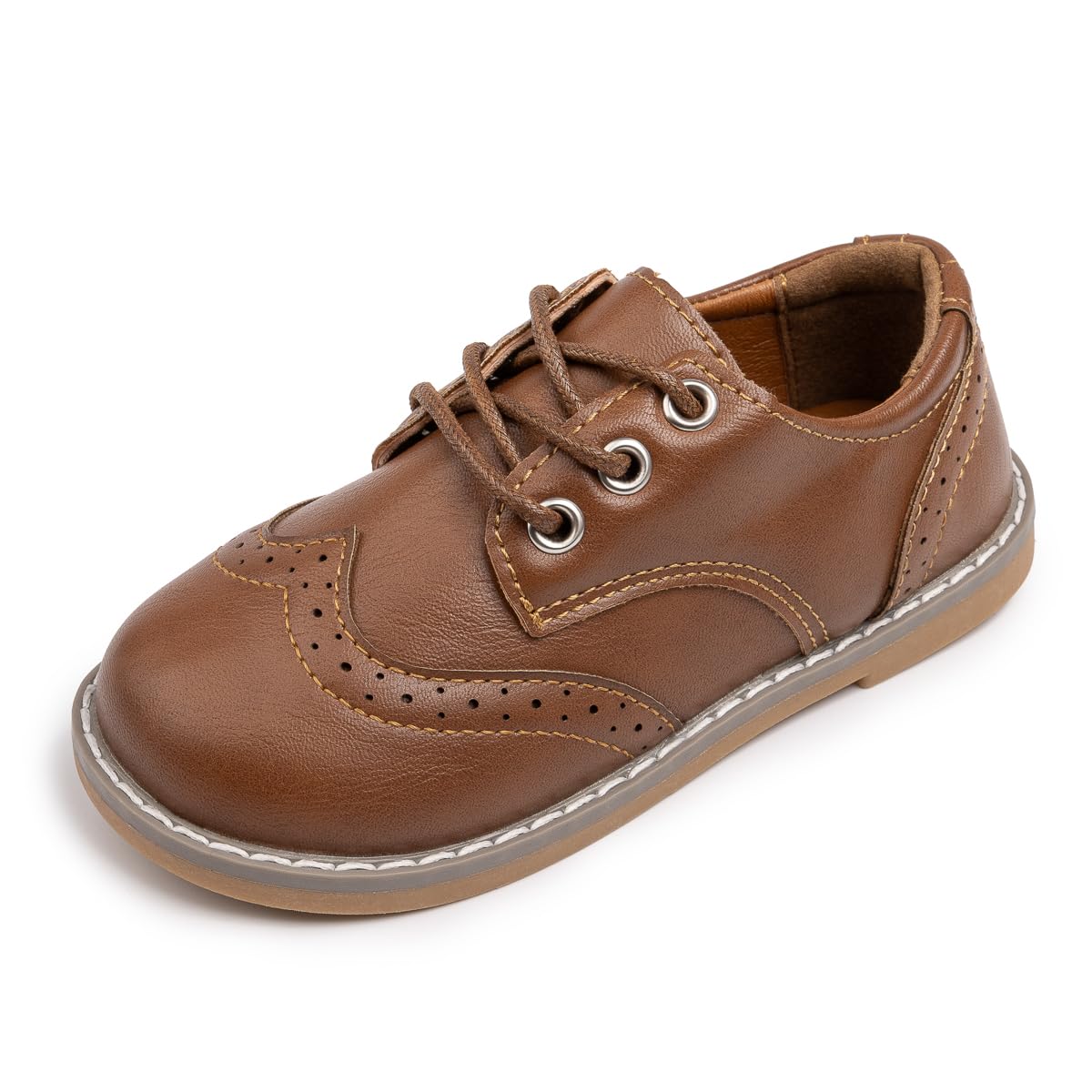 Meckior Toddler Boys Girls Black Dress Shoes Little Kid Oxford Shoes Wedding Church Dress Shoes PU Leather Lace Up School Uniform Loafer Flats