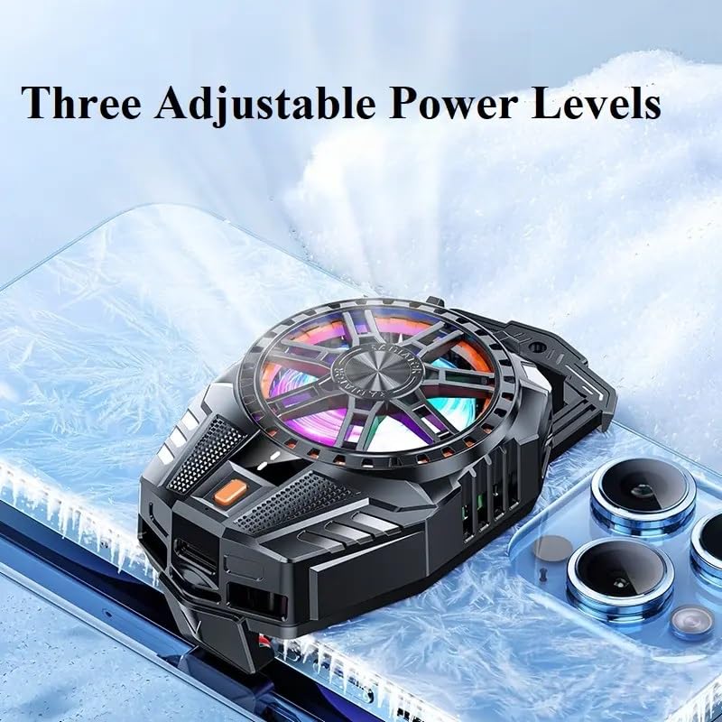 Image of Elfora Mobile Cooler | Phone Cooler | Gaming Mobile Cooler | Fast Cooling With Advanced Cooling Chip & Built-In LED Temperature Display Compatible For Android & IPhones | Black, 20x20x4 Cm