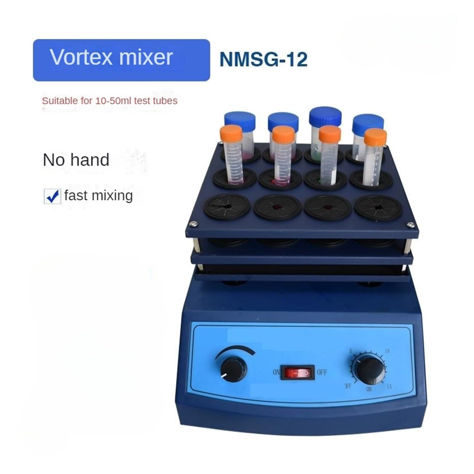 Mikser wielorurowy do laboratorium, 800-2800 obr./min, timer 0-15 min, szybkie mieszanie do probówek 10 ml - 50 ml, wydajny sprzęt laboratoryjny