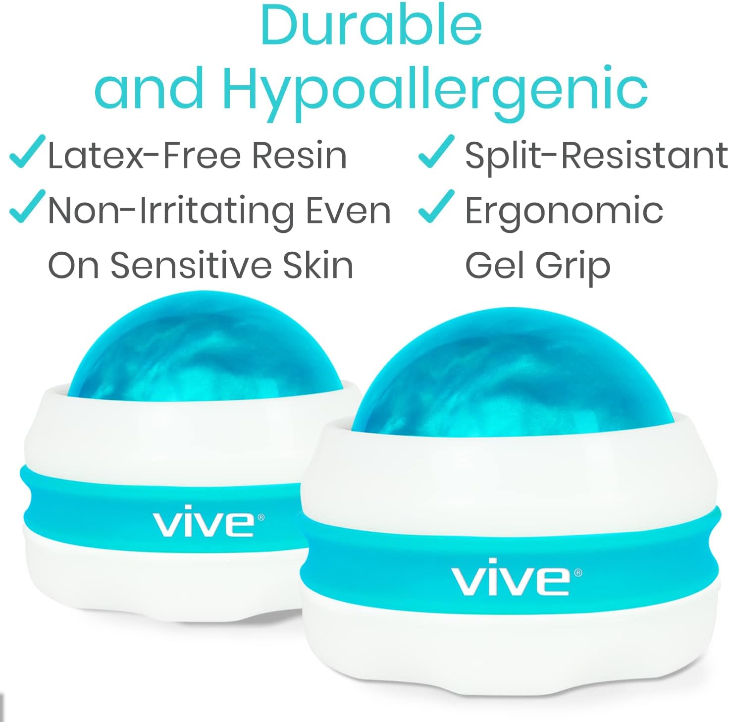 Vive Massage Roller Ball (2-Pack) - Self, Full Body Manual Mini Massager for Athletes and Sore Muscle Pain Relief, Recovery - Relaxing Therapy for Arms, Legs, Back and Foot