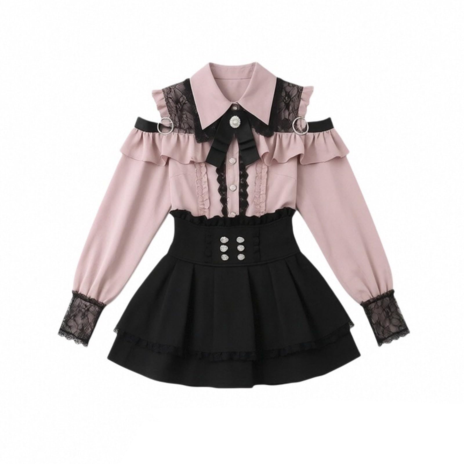 Generisch Costume di Halloween da donna, spaventoso, stile scuro con fiocco, per cosplay
