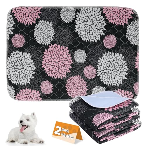Image of KOOLTAIL Washable Pee Pads for Dogs, 2 Pack Super Absorbent Reusable Puppy Training Pads Waterproof, Nonslip and Leak-Proof Dog Pee Pads, Large Pet Mats Whelping Pads for Floor, Crate, Couch, 24 inchx36 inch