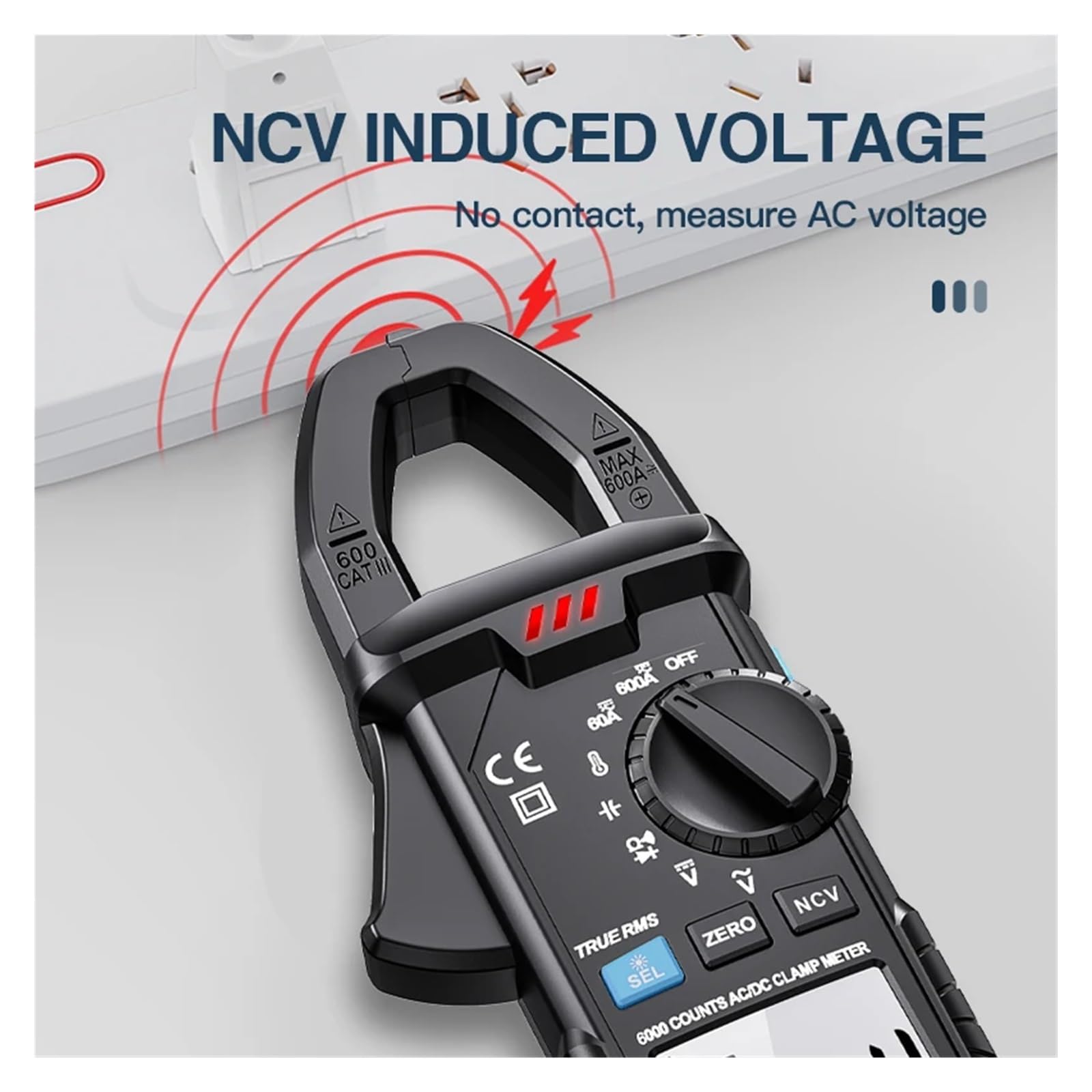 Pinza amperimétrica Digital de 0 a 600 A CC/CA con sonda de Temperatura y borrado de Datos a Cero.(CM83A)