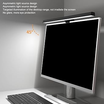 Light Bar, Monitor Light Bar with 3 Switchable Light Modes Stepless Dimmable Touch Control Computer Screen Light Bar Desk Light Monitor Lamp for Office Home (Black)