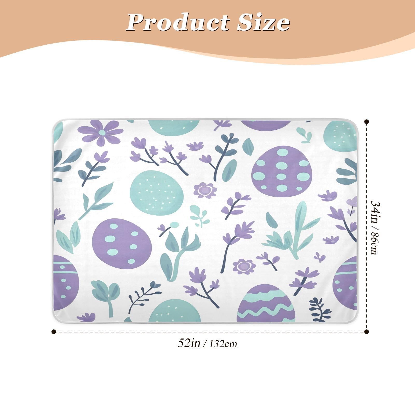 BOESI Doodle Easter Egg Pattern Waterproof Pads for Bedwetting and Incontinence, Reusable Pads, Reusable Diaper Pads for Bed, Sofa, Travel