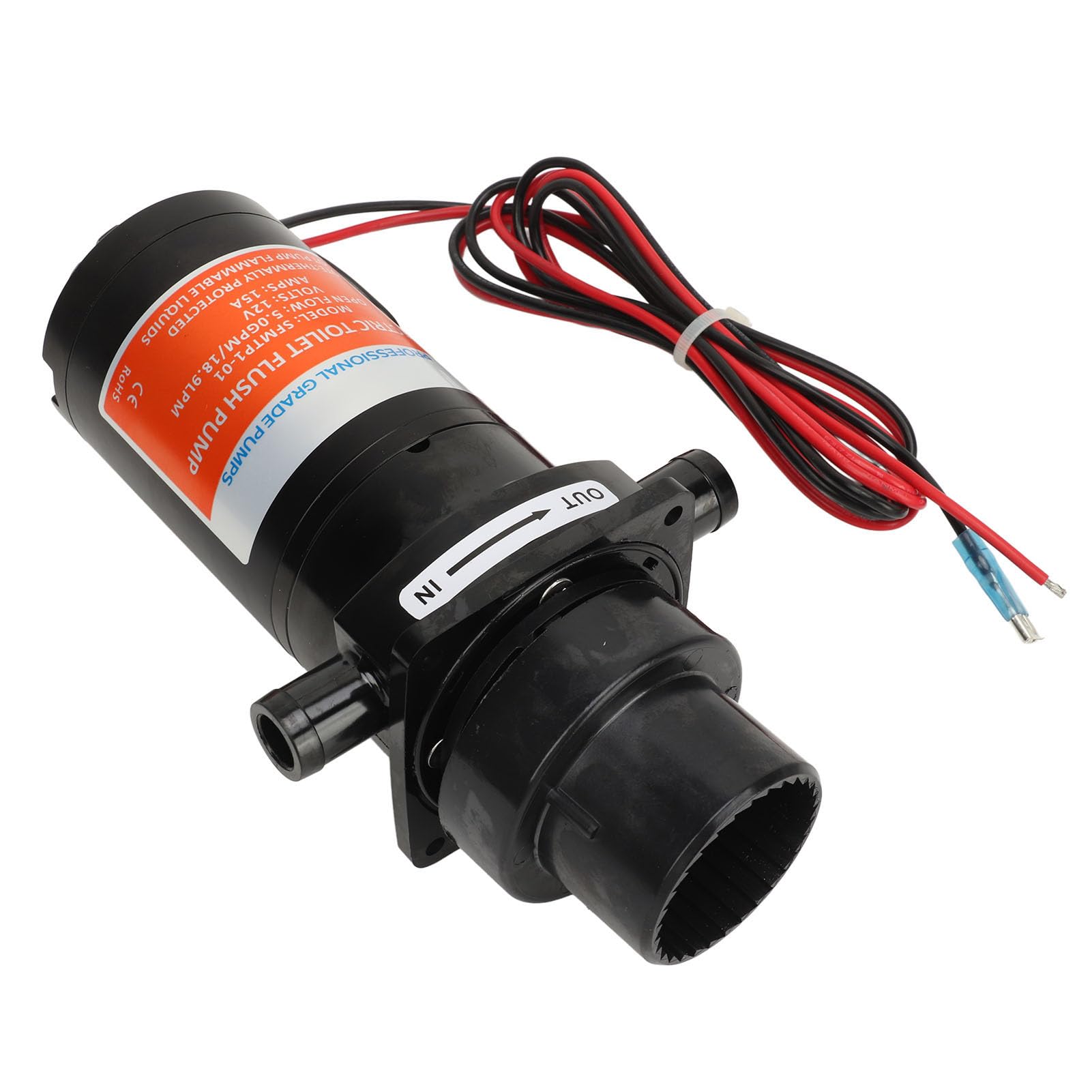Kit de Subconjunto de Macerador de Inodoro Eléctrico Marino, Bomba de Residuos Eléctrica para Inodoro de Yate, Bomba de Aguas Residuales de Inodoro (12 V 15 A (flujo máximo: 5,5