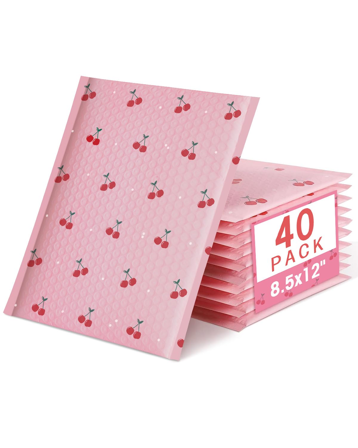 Cozymood Bubble Mailers 8.5 x 11 Inch 40 Pack Cherry Pink Bubble Mailer Self Seal Adhesive Cute Padded Envelopes Waterproof Cushioning for Packaging,