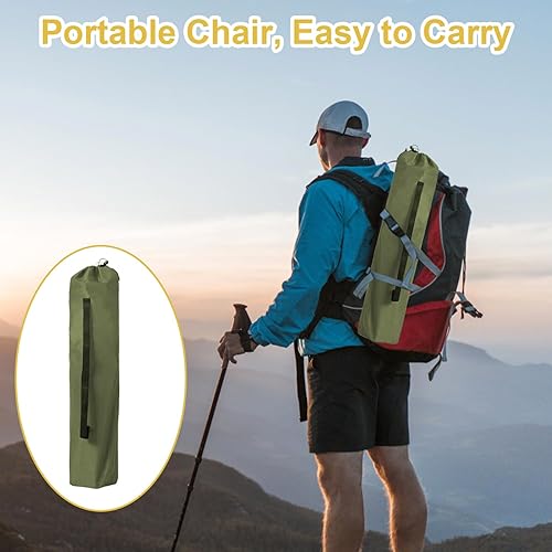 Miniatura 6 de Silla de camping plegable con portavasos y bolsa de almacenamiento, capacidad de 225 libras, pies grandes antideslizantes, tela transpirable con