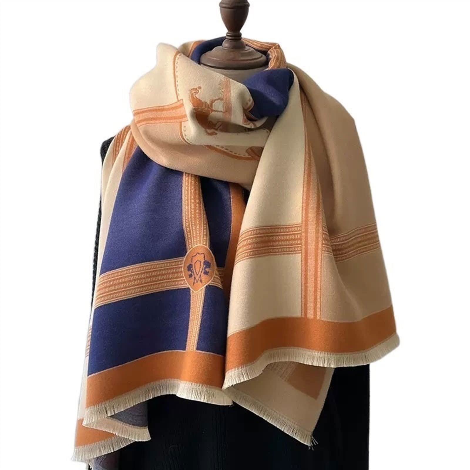 Szal Szalik Ciepły duży szal z nadrukiem modnym z ozdobnym szalem Ciepły szalik na jesień i zimę Szalik damski (Color : C, Size : 185 * 65cm)