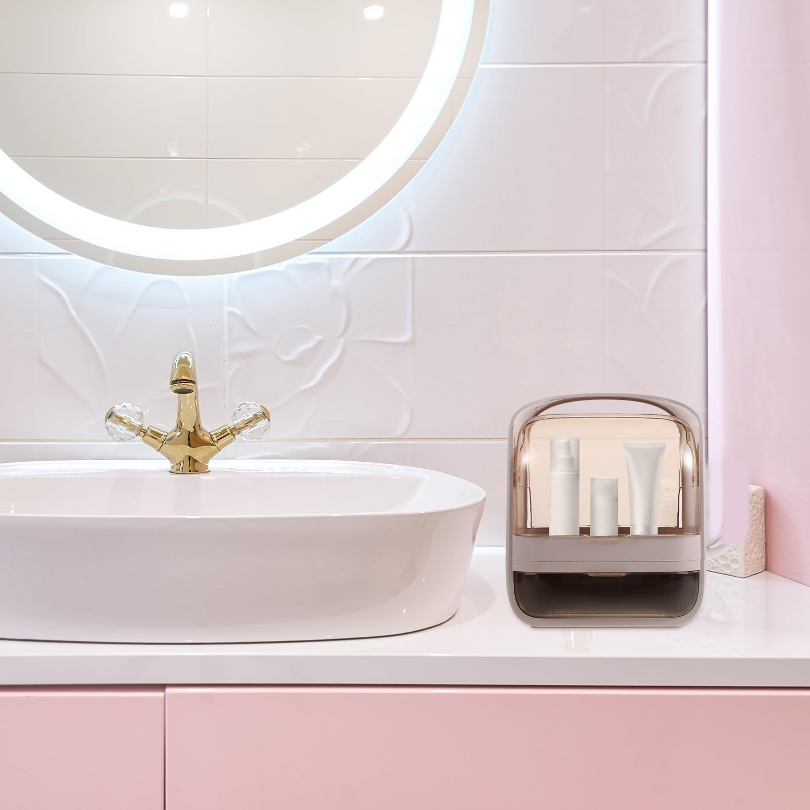 Organizador de Maquillaje Grande con Tapa, Abs, Portátil para Tocador