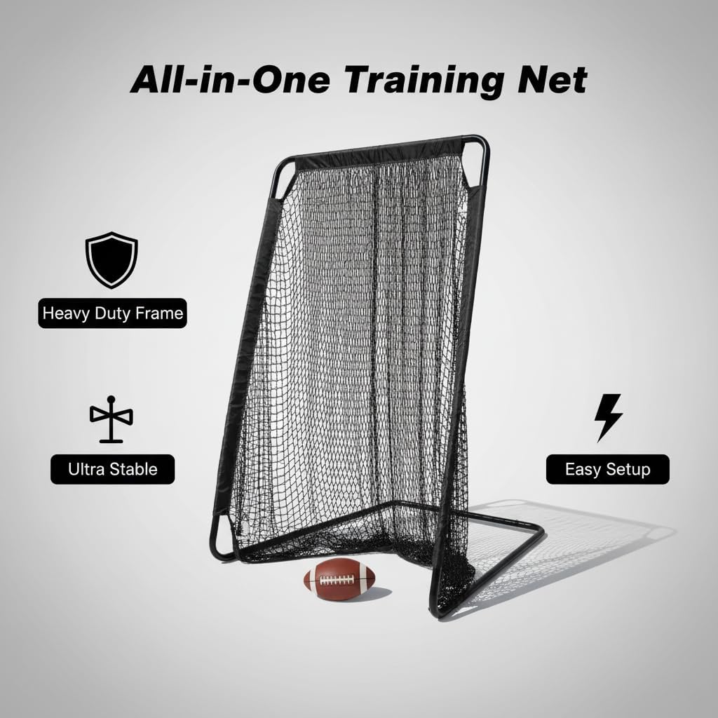 Kapler Football Kicking Cage Net - 81" x 41" Football Field Goal with Heavy Duty Steel Extra Deep Pocket and Holder Tee for Youth Punting & Place Kicks Backyard Indoor Outdoor Use