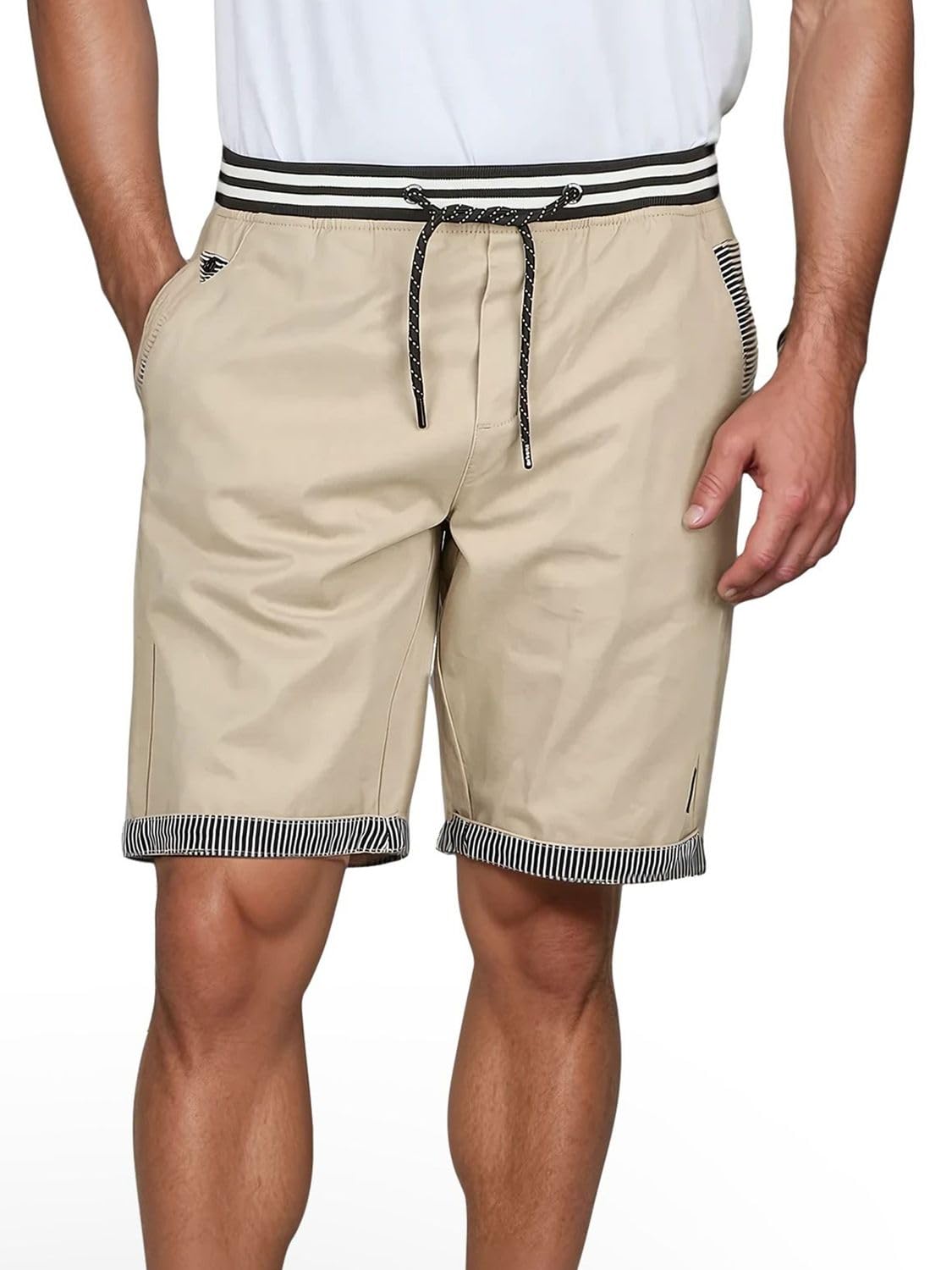 riverso RIVAngelo Men's Stretch Shorts Regular Fit Bermuda Shorts Summer Black Beige Grey Blue Navy Green S M L XL XXL 3XL 4XL 5XL, Wet Sand, 4XL