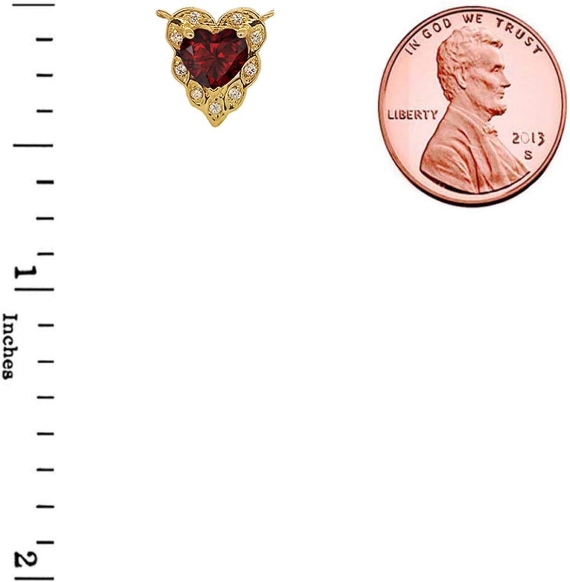 Certified 10k Yellow Gold Diamond Heart-Shaped Personalized Genuine Birthstone Necklace