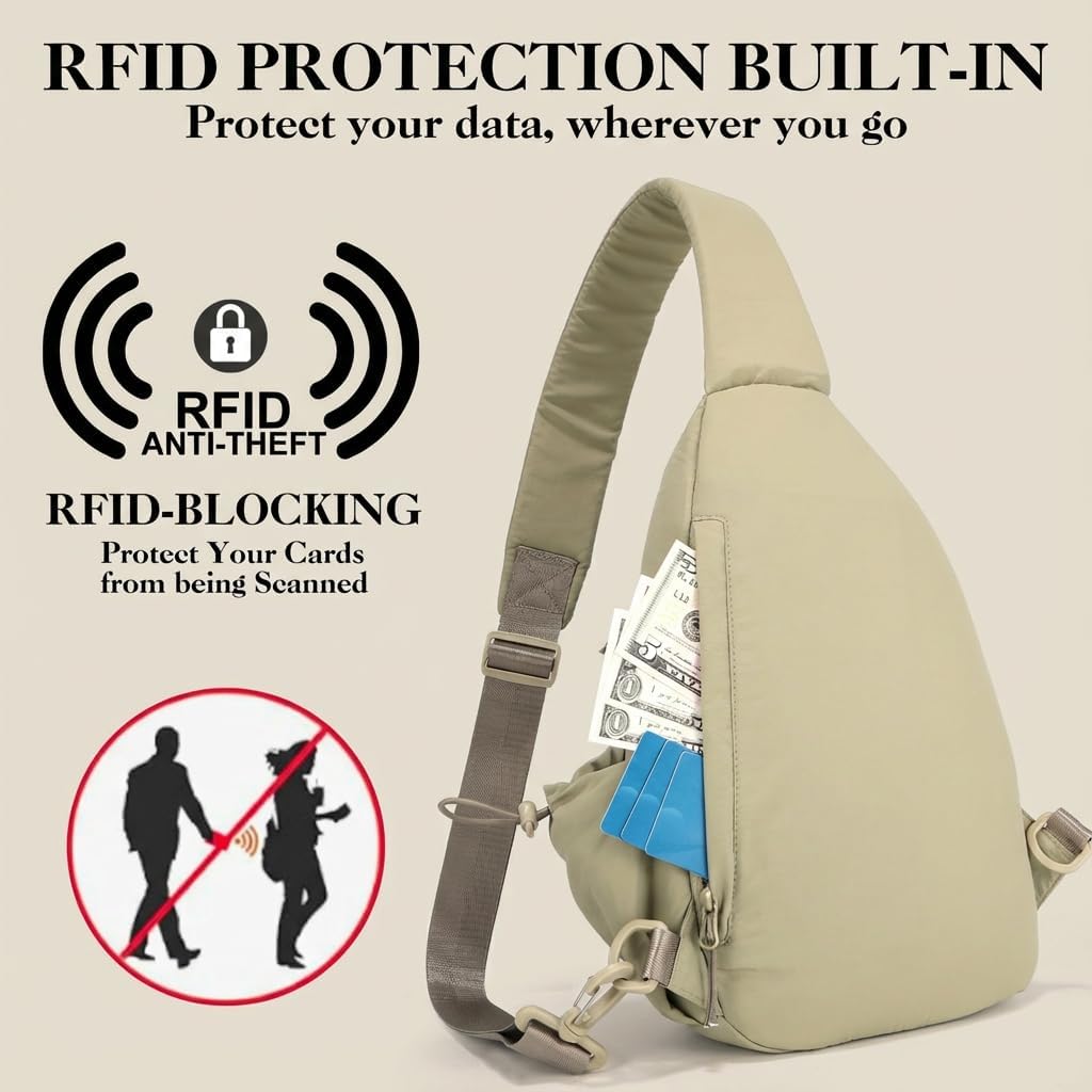 Sling Bag for Women, Anti-Theft RFID Nylon Crossbody Purse with Adjustable Strap for Travel & Shopping