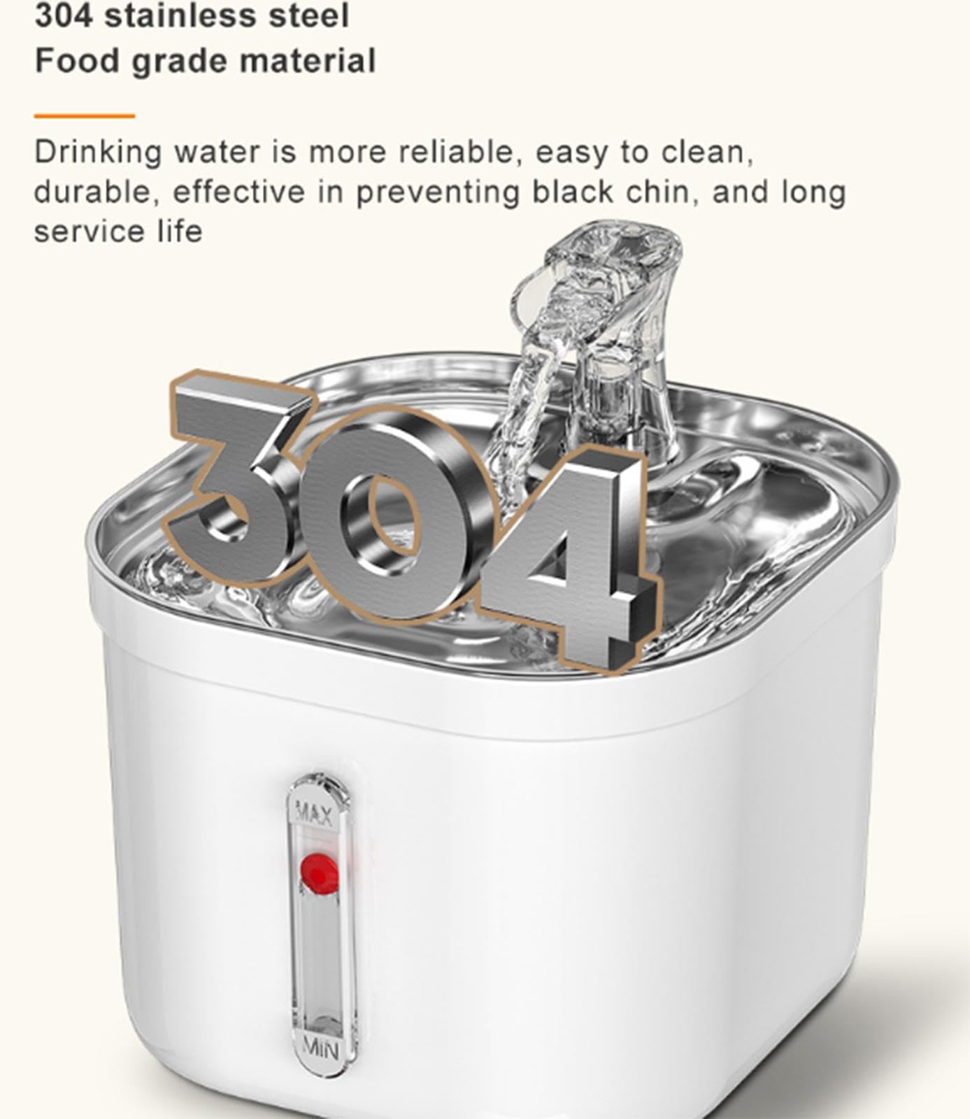 Cat Water Fountain, 2L Automatic Stainless Steel Pet Water Dispenser, Dog Water Fountain with Ultra-Quiet Pump,Window can be Checked,Multi-Filter - image 4