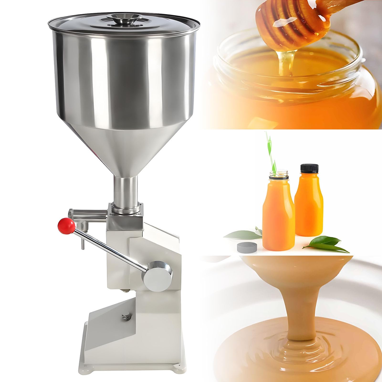 SHENGSHIYU Liquid Paste Filling Machine,10L Hopper, Filling Volume 5-110ml, Adjustable Precisely, 20-30 Cycles per Minute,Manual Filling Machine for Shampoo Cosmetic Honey Oil